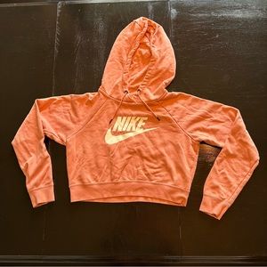 Nike Xs Cropped Pink Salmon Hoodie Sweatshirt Athletic Workout